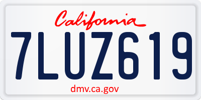 CA license plate 7LUZ619