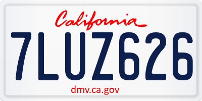 CA license plate 7LUZ626