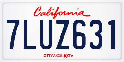 CA license plate 7LUZ631