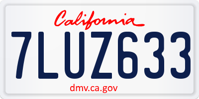 CA license plate 7LUZ633