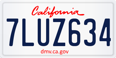 CA license plate 7LUZ634