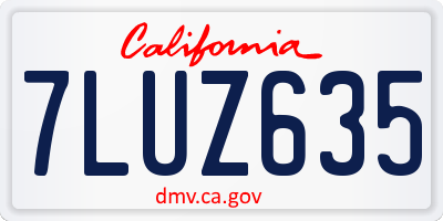 CA license plate 7LUZ635