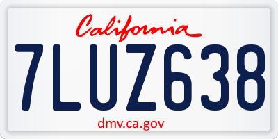 CA license plate 7LUZ638