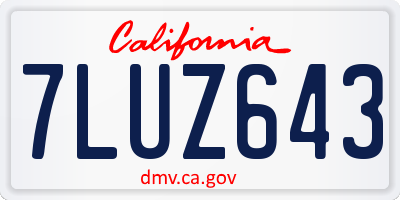 CA license plate 7LUZ643