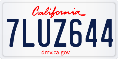 CA license plate 7LUZ644