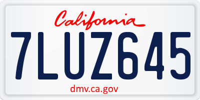 CA license plate 7LUZ645