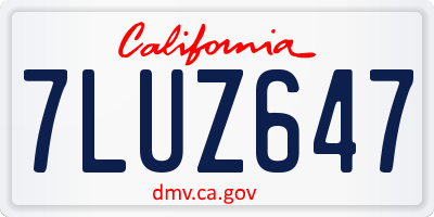 CA license plate 7LUZ647