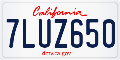 CA license plate 7LUZ650