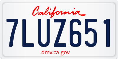CA license plate 7LUZ651