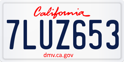 CA license plate 7LUZ653