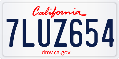 CA license plate 7LUZ654