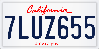 CA license plate 7LUZ655