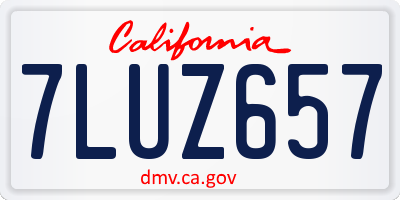 CA license plate 7LUZ657