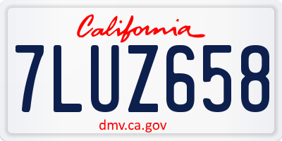 CA license plate 7LUZ658