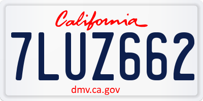 CA license plate 7LUZ662