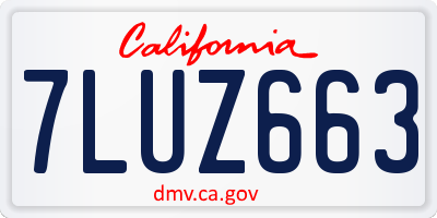 CA license plate 7LUZ663