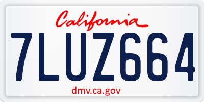 CA license plate 7LUZ664