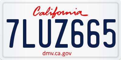 CA license plate 7LUZ665