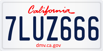CA license plate 7LUZ666