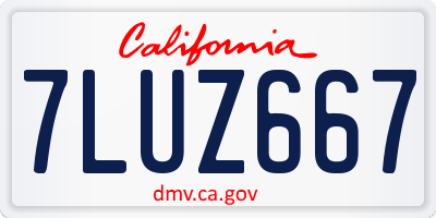 CA license plate 7LUZ667