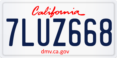 CA license plate 7LUZ668
