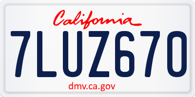 CA license plate 7LUZ670