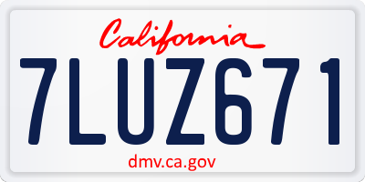 CA license plate 7LUZ671