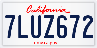 CA license plate 7LUZ672