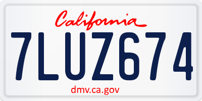 CA license plate 7LUZ674