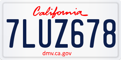 CA license plate 7LUZ678