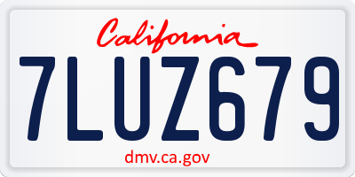 CA license plate 7LUZ679