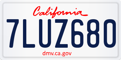 CA license plate 7LUZ680