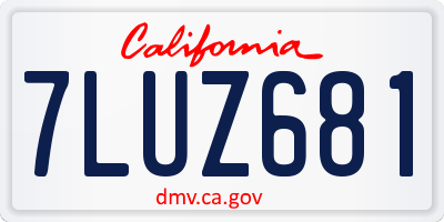 CA license plate 7LUZ681