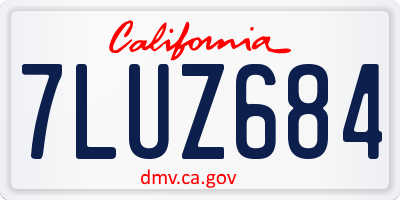 CA license plate 7LUZ684