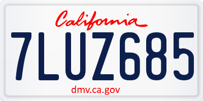 CA license plate 7LUZ685