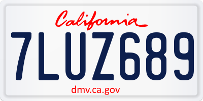 CA license plate 7LUZ689