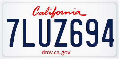 CA license plate 7LUZ694