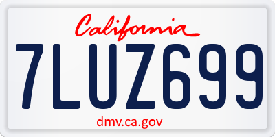 CA license plate 7LUZ699