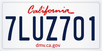 CA license plate 7LUZ701