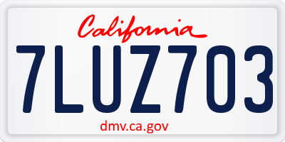 CA license plate 7LUZ703