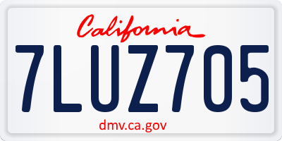 CA license plate 7LUZ705