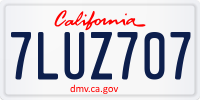 CA license plate 7LUZ707