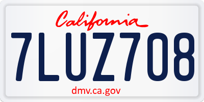 CA license plate 7LUZ708