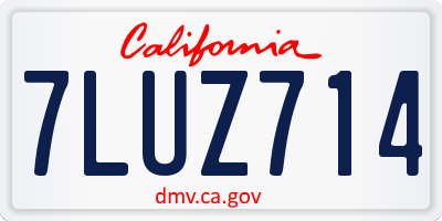CA license plate 7LUZ714