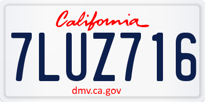 CA license plate 7LUZ716