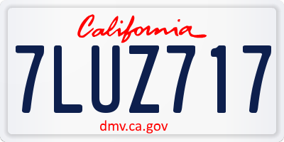 CA license plate 7LUZ717