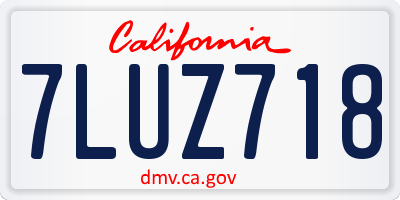 CA license plate 7LUZ718