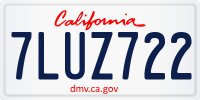 CA license plate 7LUZ722