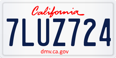 CA license plate 7LUZ724