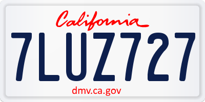 CA license plate 7LUZ727